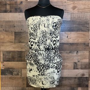 Shimmery Leopard Print Strapless Dress Size M